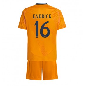 Real Madrid Endrick #16 Bortatröja Barn 2024-25 Kortärmad (+ Korta byxor)