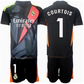 Real Madrid Thibaut Courtois #1 Målvakt Bortatröja Barn 2024-25 Kortärmad (+ Korta byxor)