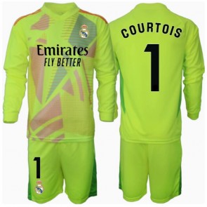 Real Madrid Thibaut Courtois #1 Målvakt Tredje Tröja Barn 2024-25 Långärmad (+ Korta byxor)