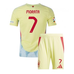 Spanien Alvaro Morata #7 Bortatröja Barn EM 2024 Kortärmad (+ Korta byxor)