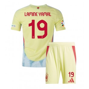 Spanien Lamine Yamal #19 Bortatröja Barn EM 2024 Kortärmad (+ Korta byxor)