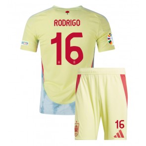 Spanien Rodri Hernandez #16 Bortatröja Barn EM 2024 Kortärmad (+ Korta byxor)