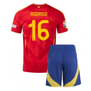 Spanien Rodri Hernandez #16 Hemmatröja Barn EM 2024 Kortärmad (+ Korta byxor)