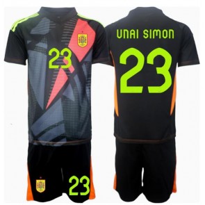 Spanien Unai Simon #23 Målvakt Bortatröja Barn EM 2024 Kortärmad (+ Korta byxor)
