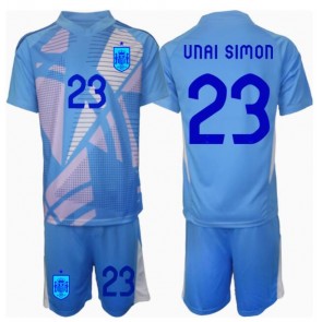 Spanien Unai Simon #23 Målvakt Hemmatröja Barn EM 2024 Kortärmad (+ Korta byxor)