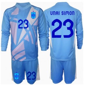 Spanien Unai Simon #23 Målvakt Hemmatröja Barn EM 2024 Långärmad (+ Korta byxor)
