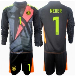 Tyskland Manuel Neuer #1 Målvakt Hemmatröja Barn EM 2024 Långärmad (+ Korta byxor)
