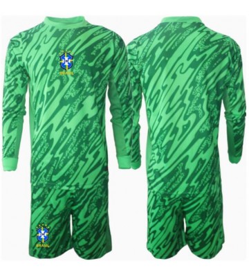 Brasilien Målvakt Hemmatröja Barn Copa America 2024 Långärmad (+ Korta byxor)