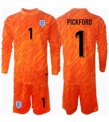England Jordan Pickford #1 Målvakt Hemmatröja Barn EM 2024 Långärmad (+ Korta byxor)