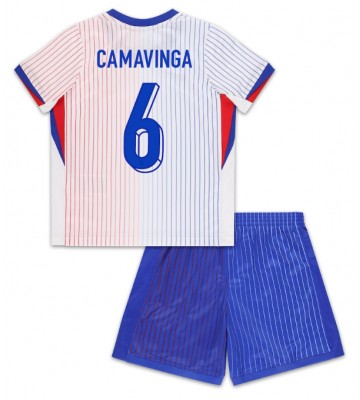 Frankrike Eduardo Camavinga #6 Bortatröja Barn EM 2024 Kortärmad (+ Korta byxor)