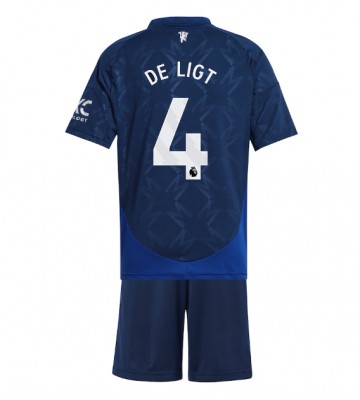 Manchester United Matthijs de Ligt #4 Bortatröja Barn 2024-25 Kortärmad (+ Korta byxor)