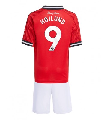 Manchester United Rasmus Hojlund #9 Hemmatröja Barn 2025-26 Kortärmad (+ Korta byxor)