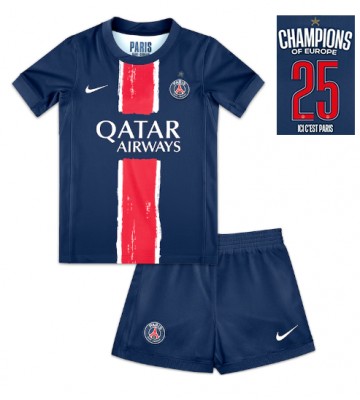 Paris Saint-Germain Hemmatröja Barn 2024-25 UCL Champions Kortärmad (+ Korta byxor)