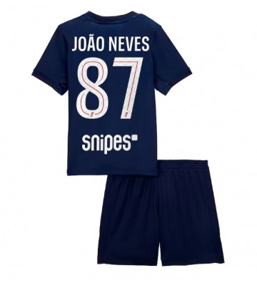 Paris Saint-Germain Joao Neves #87 Hemmatröja Barn 2025-26 Kortärmad (+ Korta byxor)