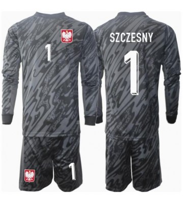 Polen Wojciech Szczesny #1 Målvakt Bortatröja Barn EM 2024 Långärmad (+ Korta byxor)