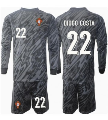Portugal Diogo Costa #22 Målvakt Bortatröja Barn EM 2024 Långärmad (+ Korta byxor)