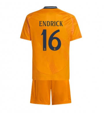 Real Madrid Endrick #16 Bortatröja Barn 2024-25 Kortärmad (+ Korta byxor)